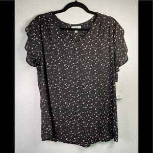 NWT CROFT & BARROW Black Hearts Blouse